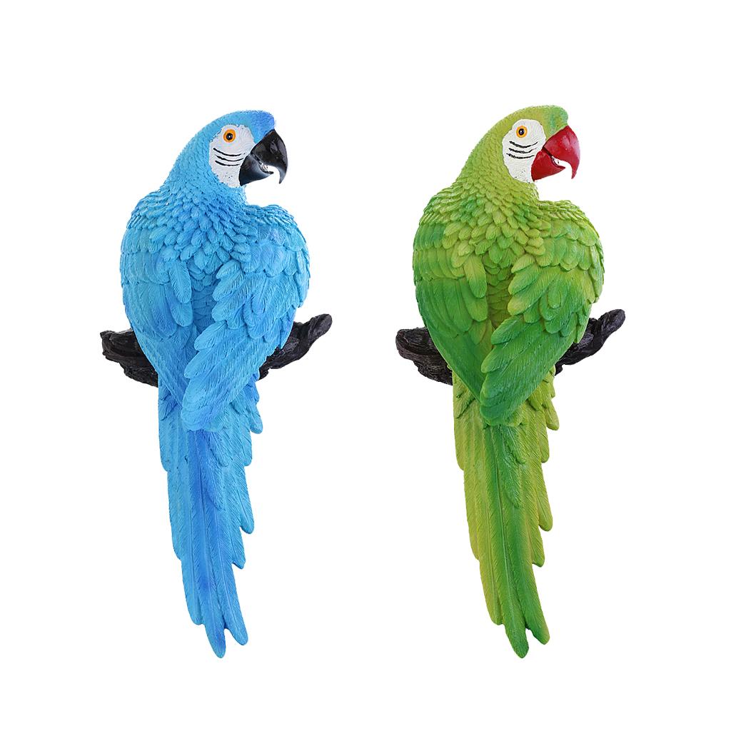 2Pcs Realistic Animal Parrot Figure for Home Garden Statues Lawn Decoration