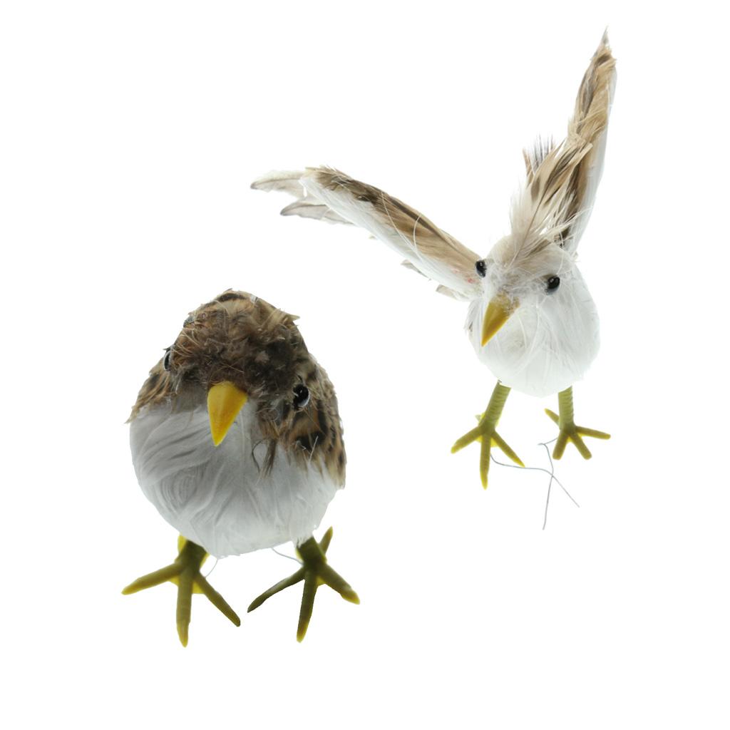 4Pcs Artificial Bird Feathered Realistic Sparrow Home Garden Tree Decoration