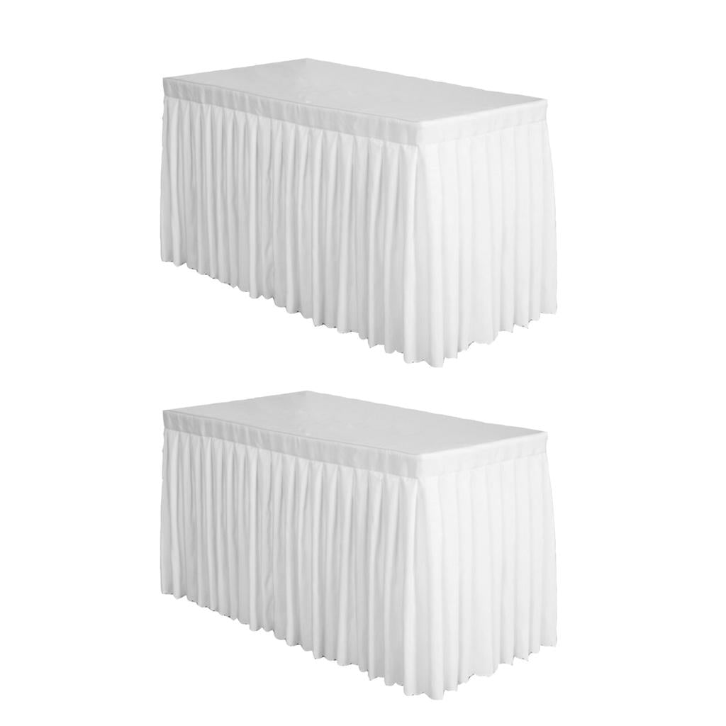 2pcs 47' Home Tablecloth Table Skirt Cover For Wedding Party Decor White