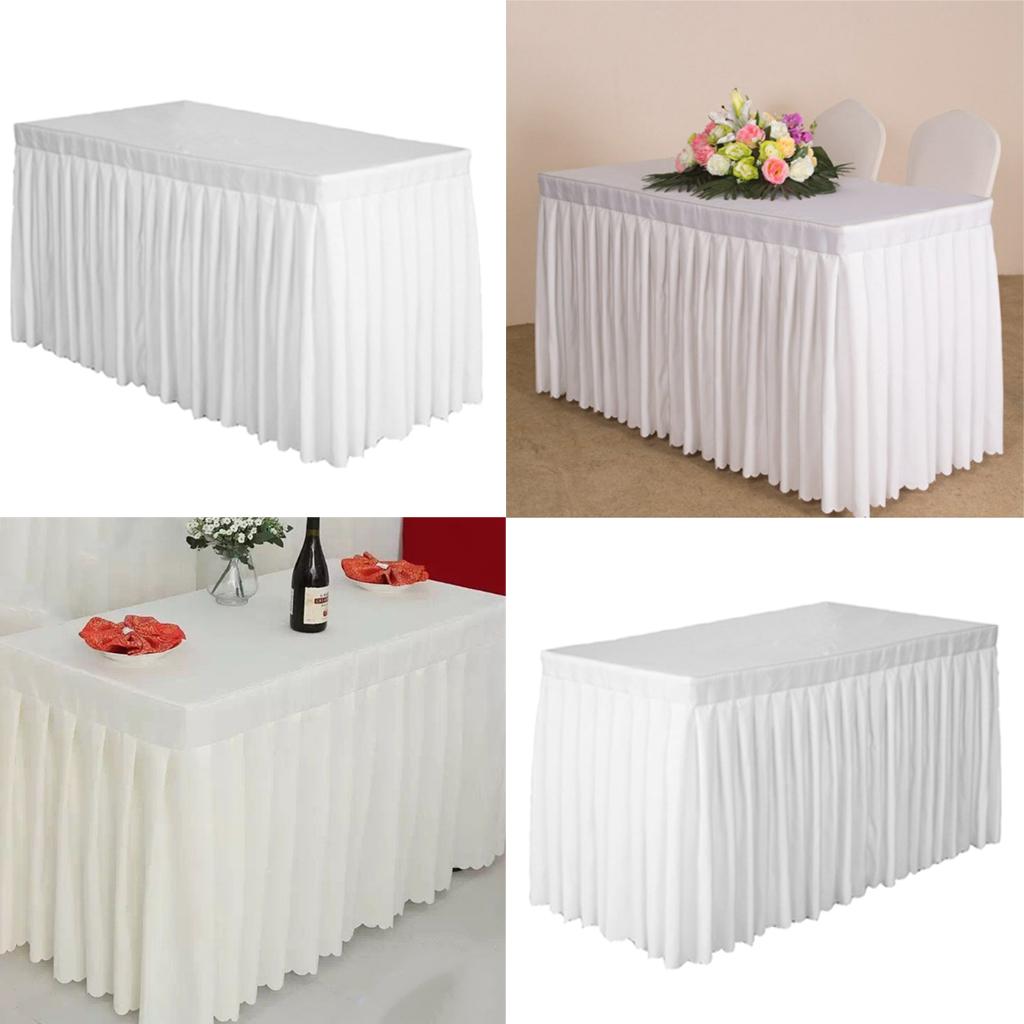 2pcs 47' Home Tablecloth Table Skirt Cover For Wedding Party Decor White
