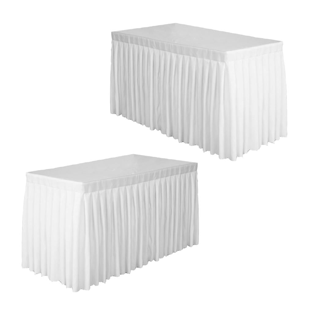 2pcs 47' Home Tablecloth Table Skirt Cover For Wedding Party Decor White
