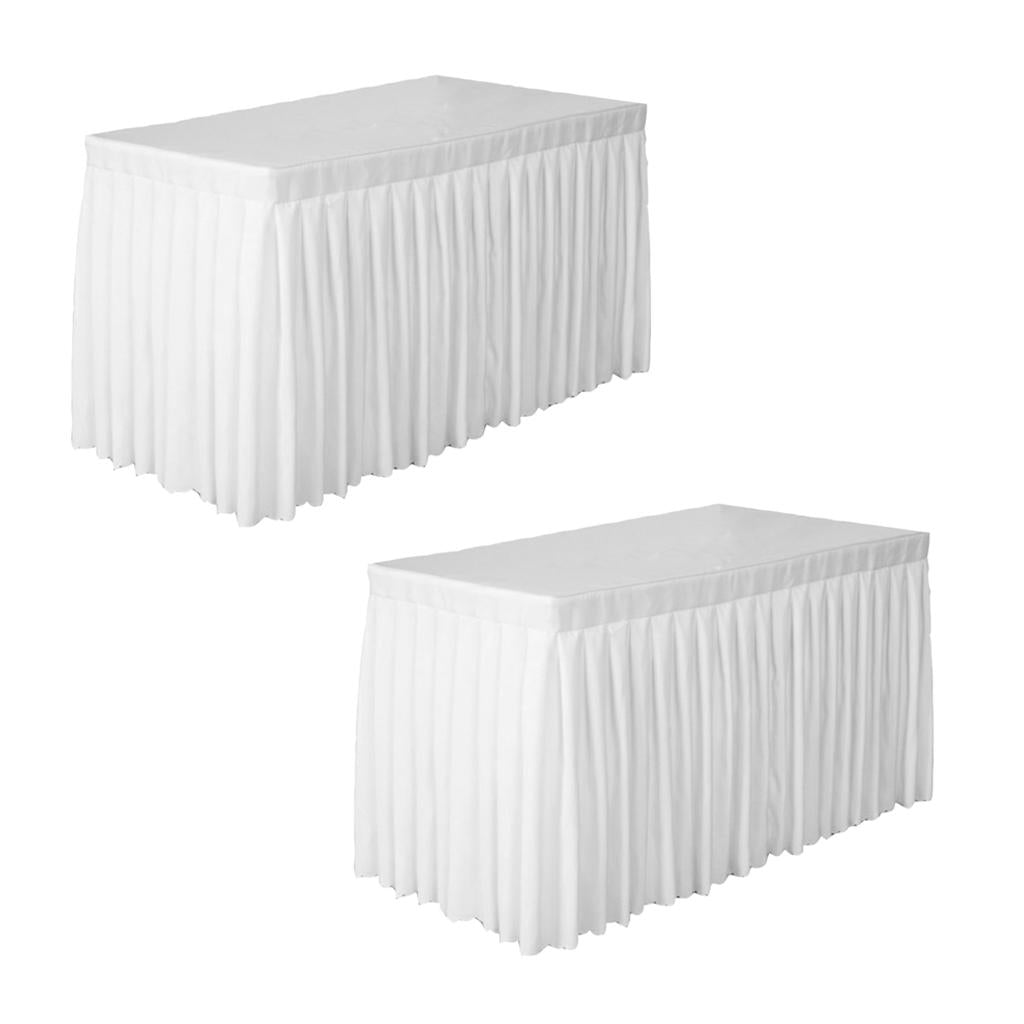 2pcs 47' Home Tablecloth Table Skirt Cover For Wedding Party Decor White