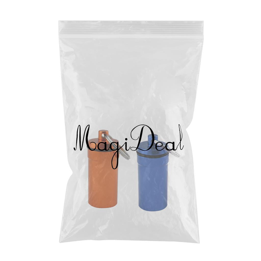 2 Pieces Sealed Waterproof Alloy Pill Medicine Box Container Bottle Keychain