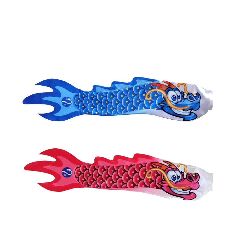 2Pcs Chinese Dragon Flag Outdoor Windsock Carp Streamer Hanging Decor