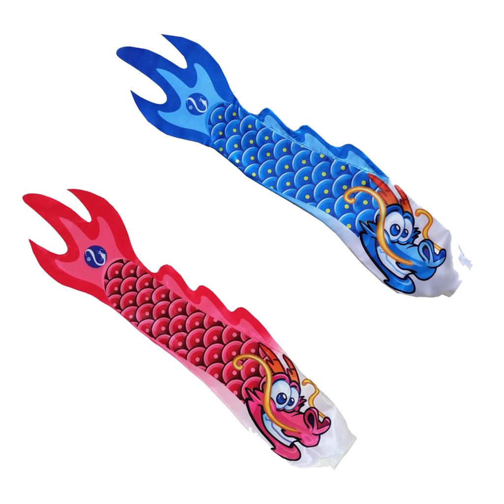2Pcs Chinese Dragon Flag Outdoor Windsock Carp Streamer Hanging Decor
