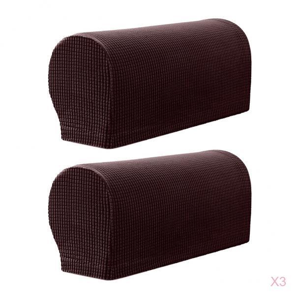 3Pair Nonslip Stretch Furniture Sofa Armrest Cover Protector Chocolate
