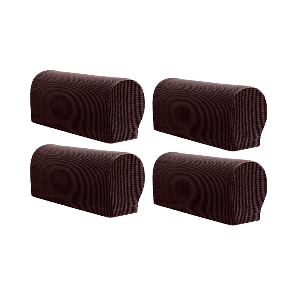 2Pair Nonslip Stretch Furniture Sofa Armrest Cover Protector Chocolate