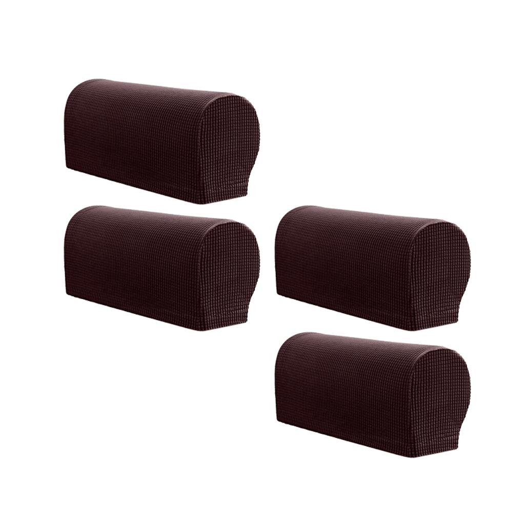 2Pair Nonslip Stretch Furniture Sofa Armrest Cover Protector Chocolate