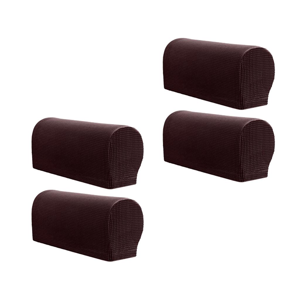 2Pair Nonslip Stretch Furniture Sofa Armrest Cover Protector Chocolate