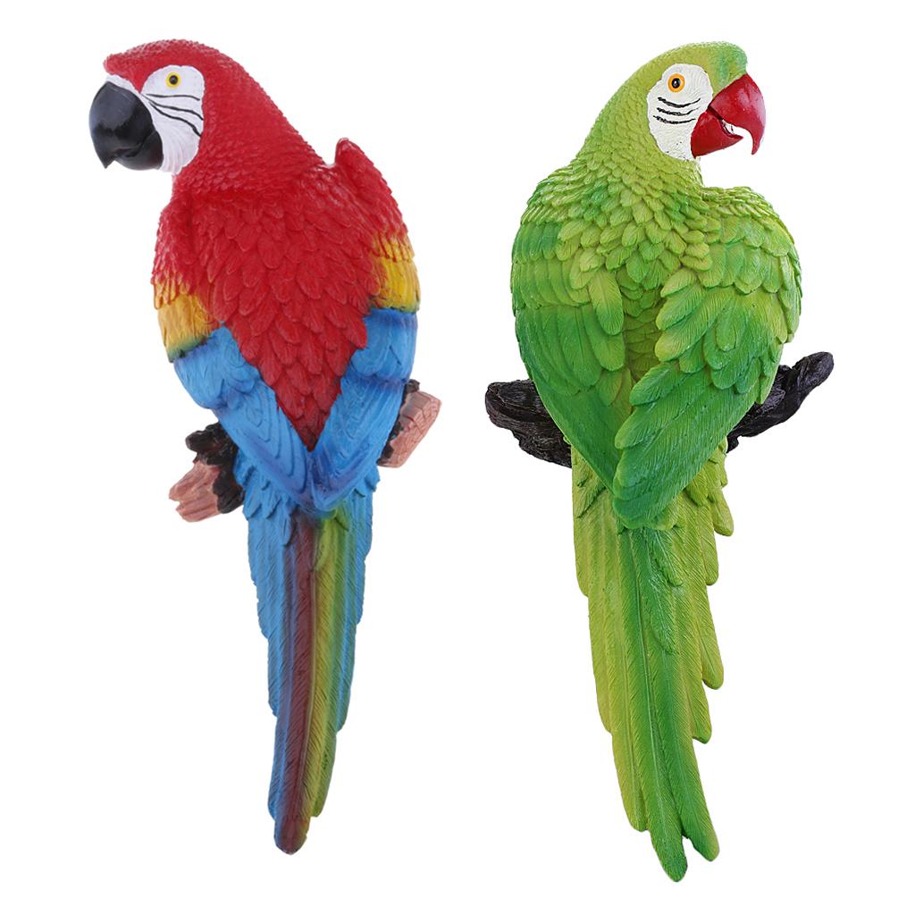 2PCS Realistic Animal Parrot Figure for Home Garden Statues Lawn Decor