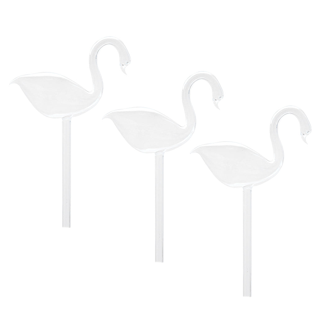 3 Piece Automatic Swan Shape Glass Watering Device for Garden Flower Plant