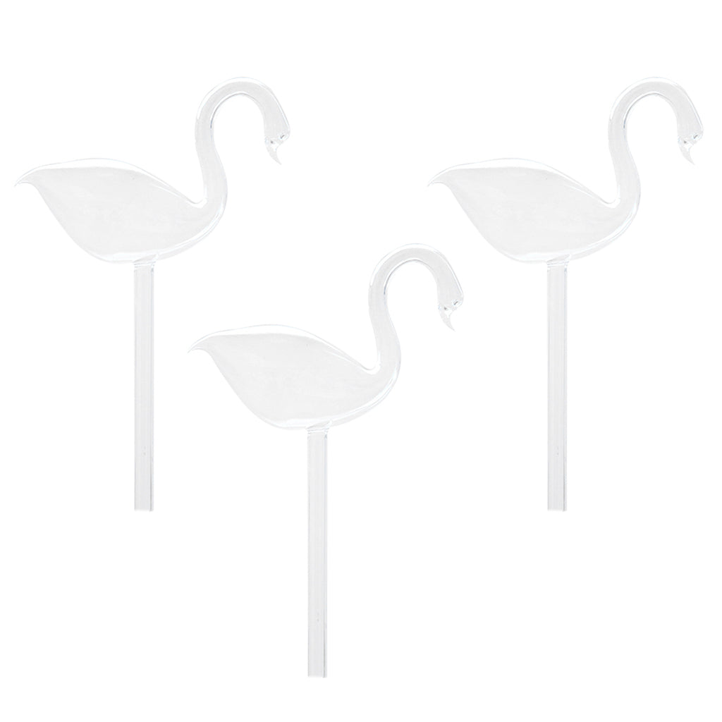 3 Piece Automatic Swan Shape Glass Watering Device for Garden Flower Plant