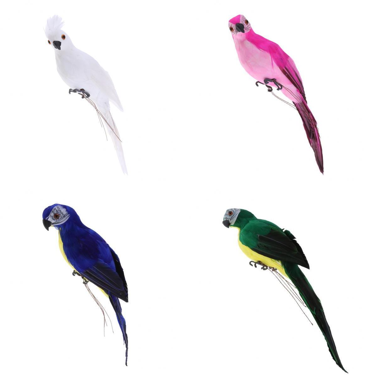 4 Pieces Realistic Macaw Parrot Artificial Feather Bird Animal Ornament Toy