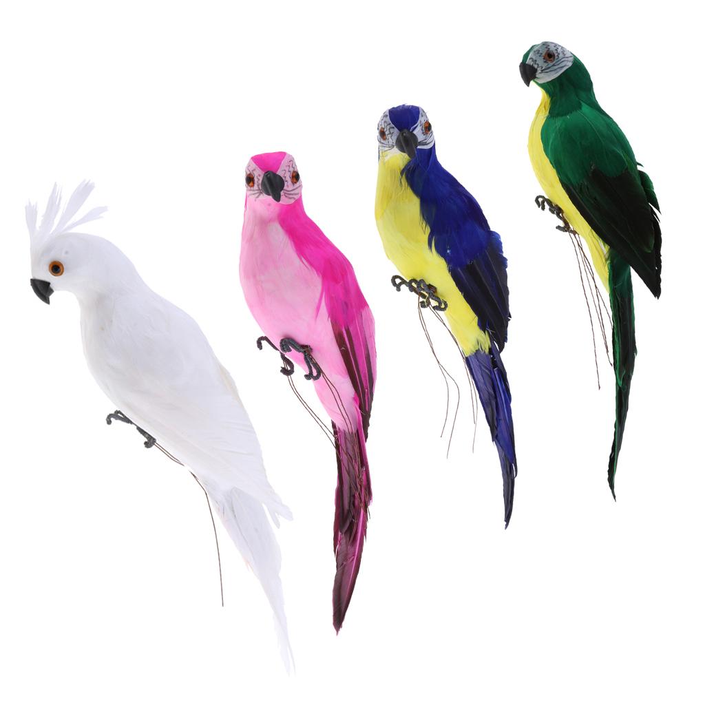 4 Pieces Realistic Macaw Parrot Artificial Feather Bird Animal Ornament Toy
