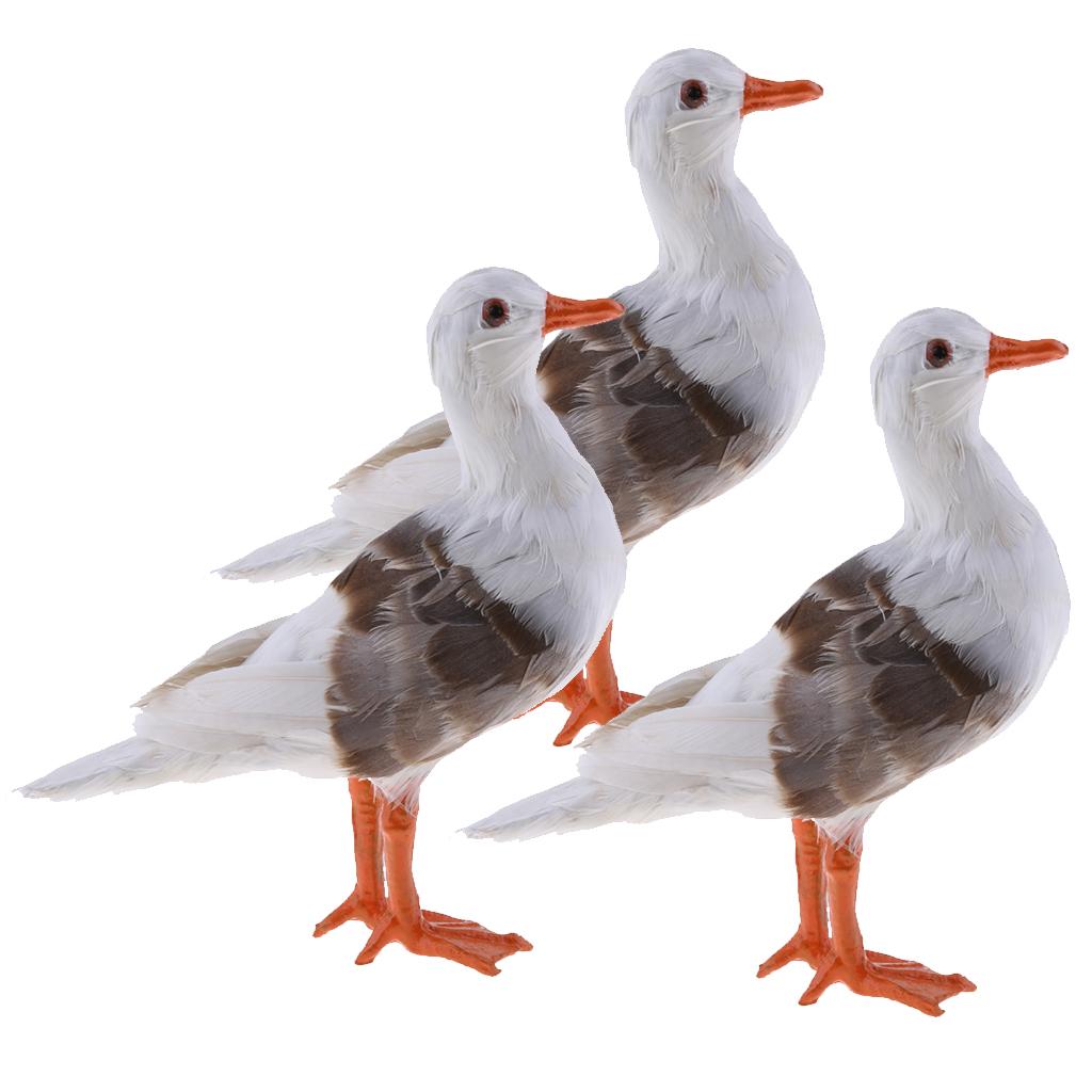 3 Pieces Simulated Seagull Artificial Bird Garden Home Decor Props Ornament