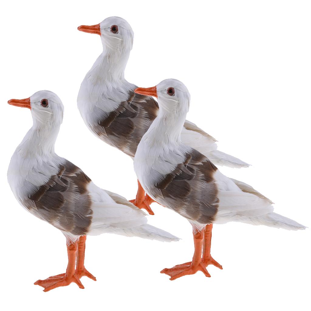 3 Pieces Simulated Seagull Artificial Bird Garden Home Decor Props Ornament