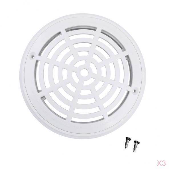 3Piece Replacement Cover Main Drain Swimming Pool Accessary with Screw White
