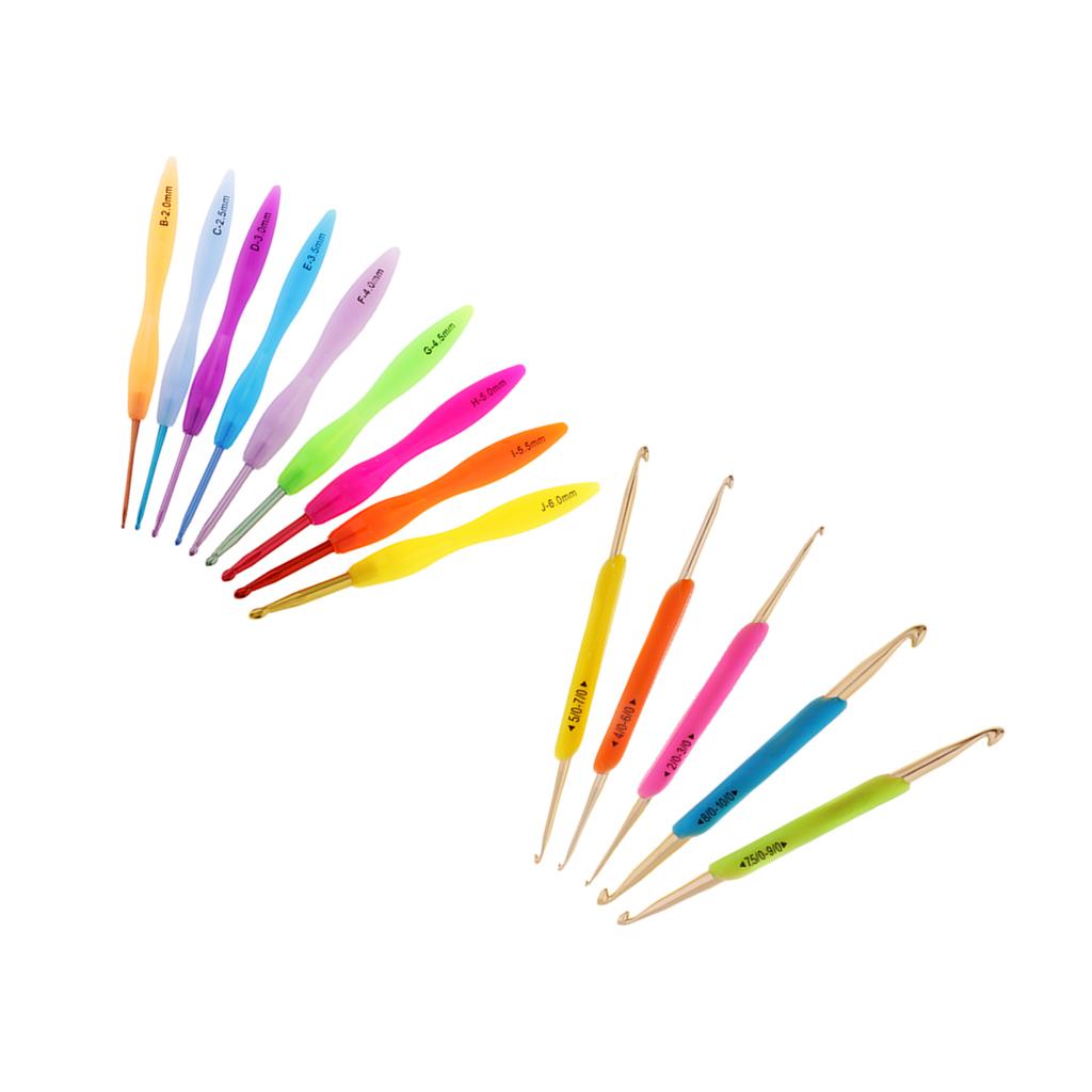 14Pcs/lot Aluminum Crochet Hook With Plastic Grip Knitting Weaving Needles