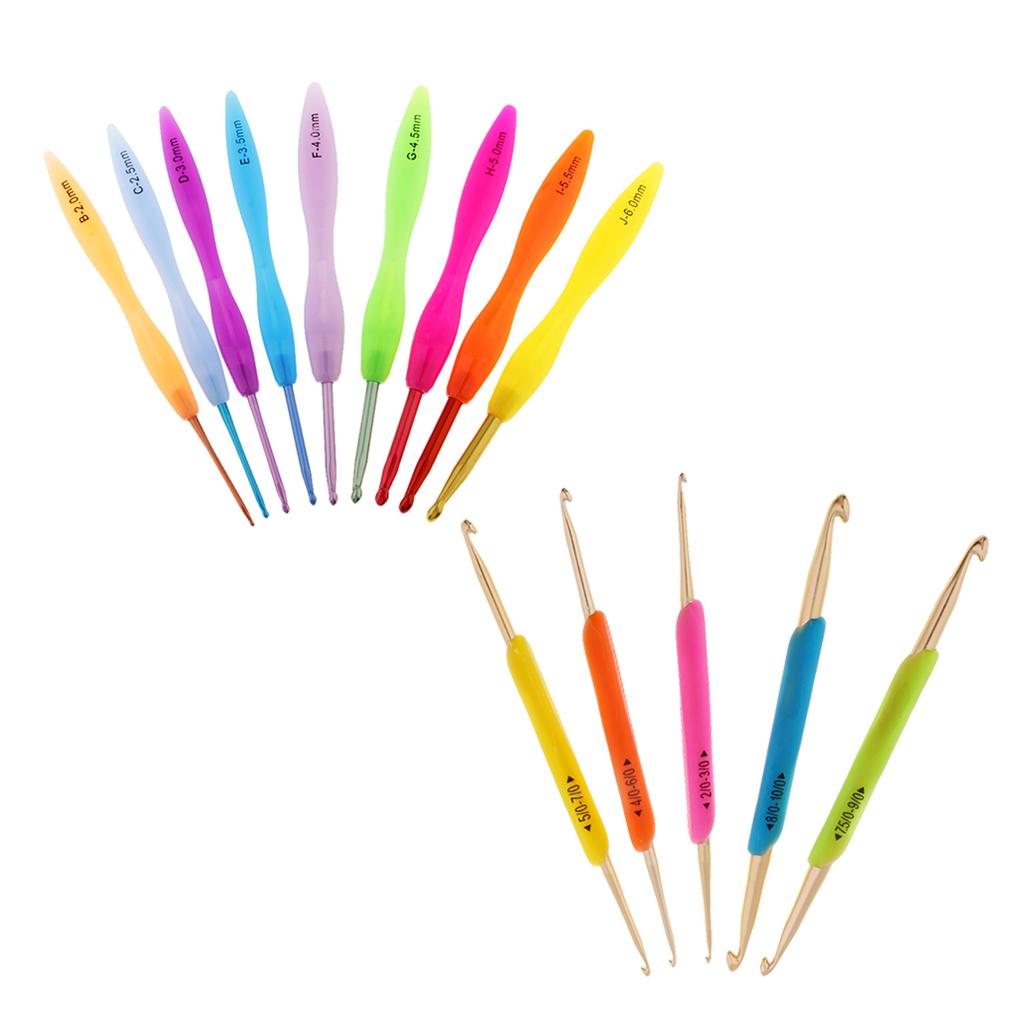 14Pcs/lot Aluminum Crochet Hook With Plastic Grip Knitting Weaving Needles