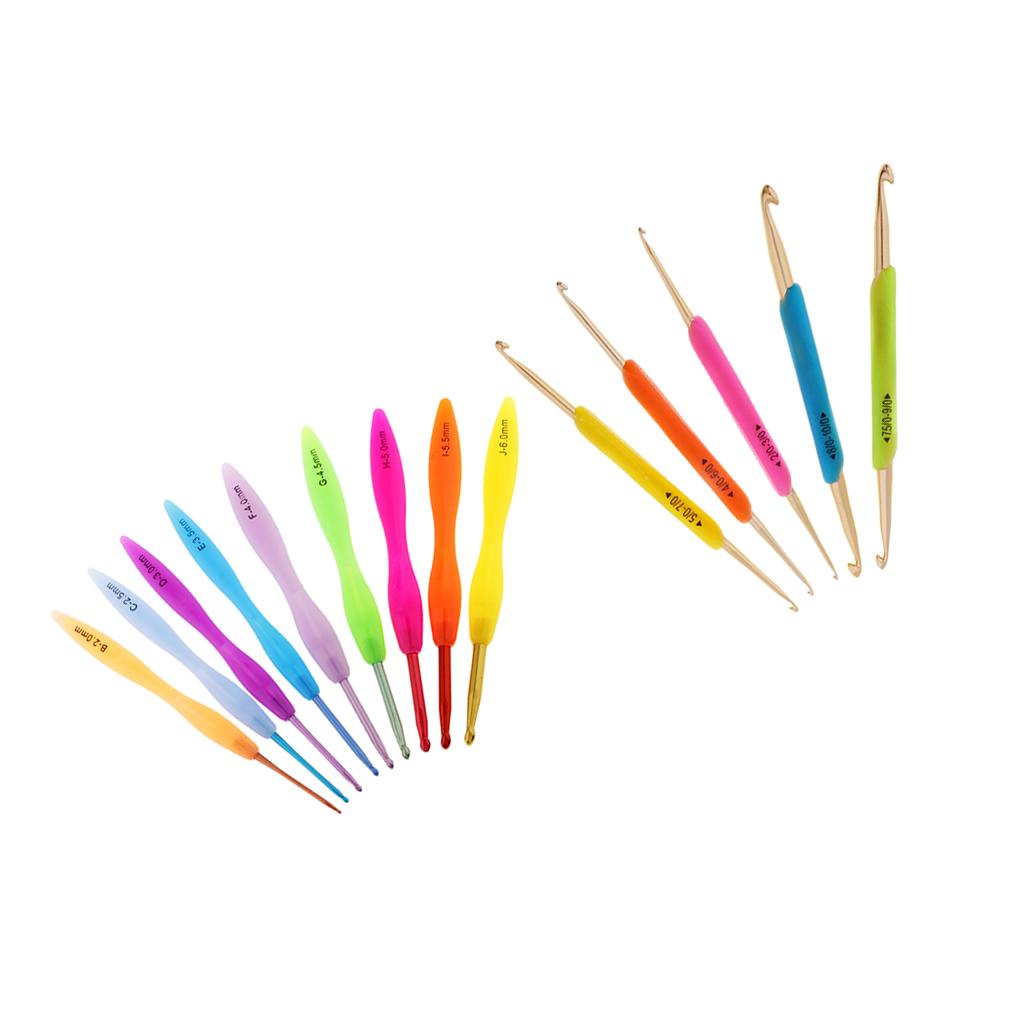 14Pcs/lot Aluminum Crochet Hook With Plastic Grip Knitting Weaving Needles