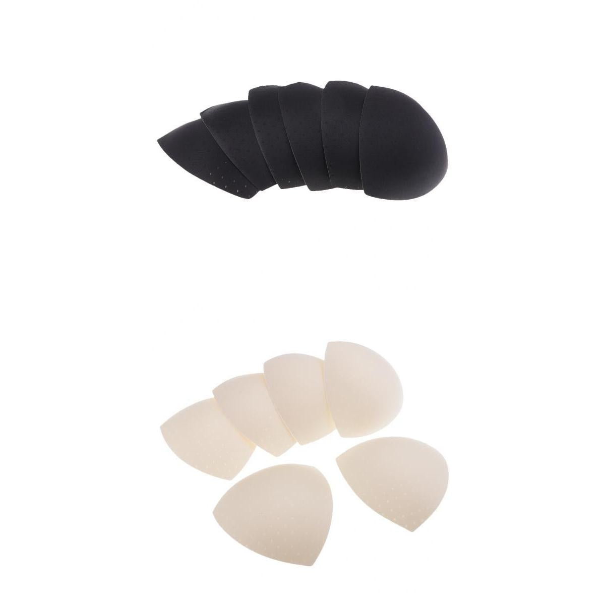 6 Pairs Triangle Sew In Insert Foam Soft Cup Removable Padded Beige & Black