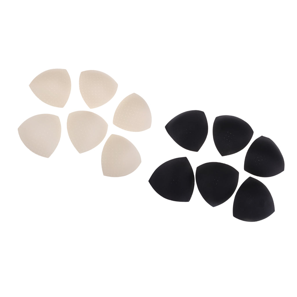 6 Pairs Triangle Sew In Insert Foam Soft Cup Removable Padded Beige & Black