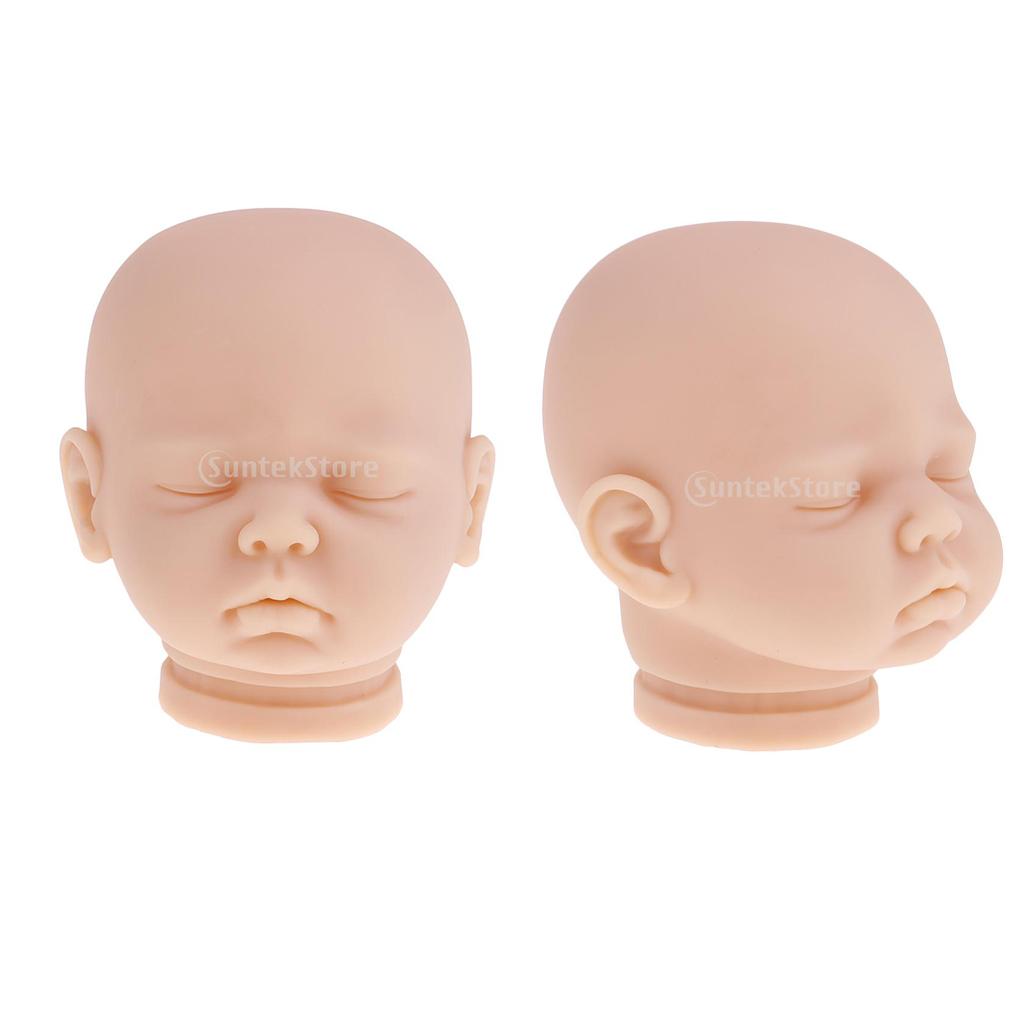 2pcs 20inch Vinyl Unpainted Reborn Doll Head Mold Kits Baby Doll DIY Making
