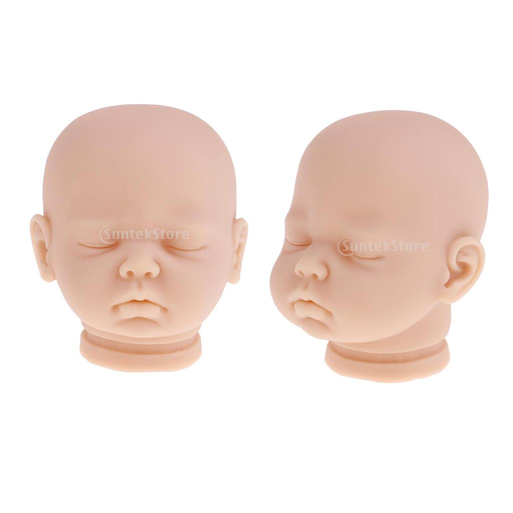 2pcs 20inch Vinyl Unpainted Reborn Doll Head Mold Kits Baby Doll DIY Making