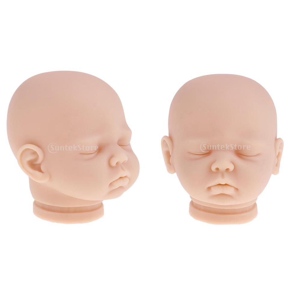 2pcs 20inch Vinyl Unpainted Reborn Doll Head Mold Kits Baby Doll DIY Making