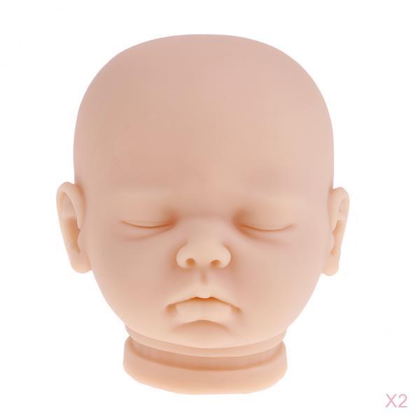 2pcs 20inch Vinyl Unpainted Reborn Doll Head Mold Kits Baby Doll DIY Making