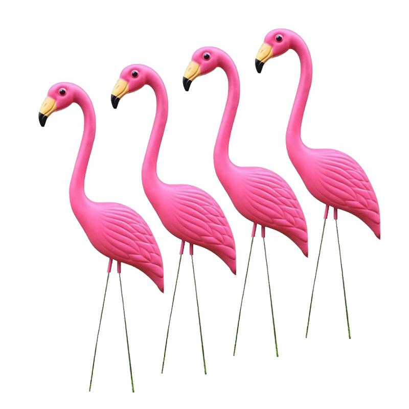 4 Piece Lifelike Pink Flamingo Yard Garden Lawn Art Ornaments Decor
