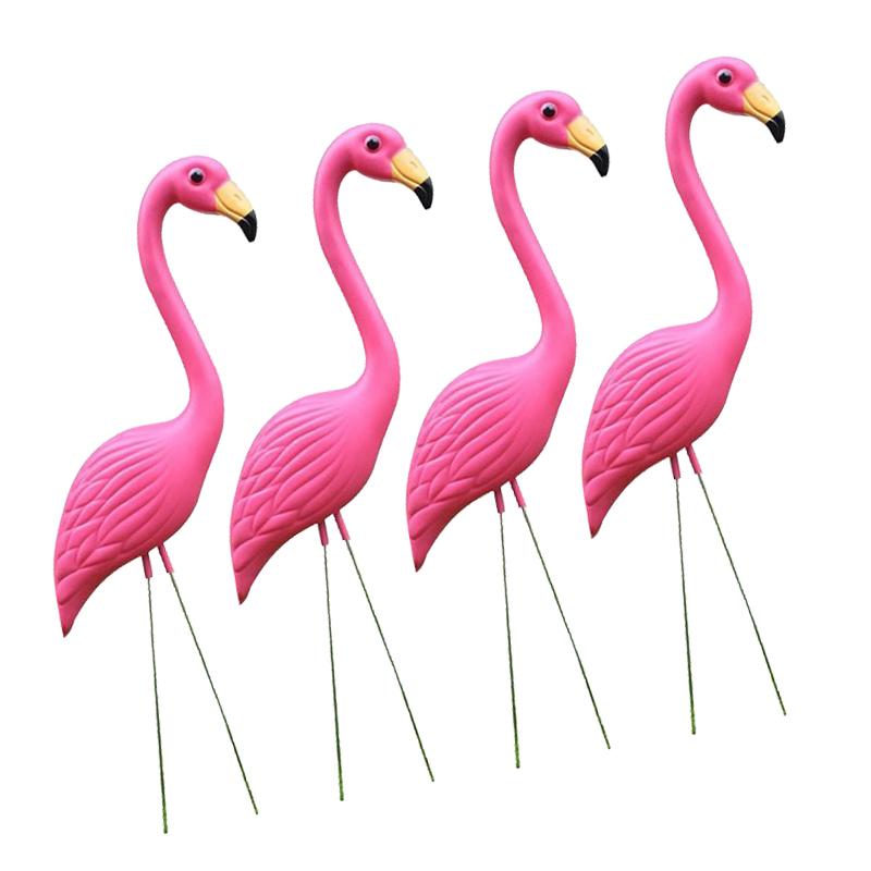 4 Piece Lifelike Pink Flamingo Yard Garden Lawn Art Ornaments Decor