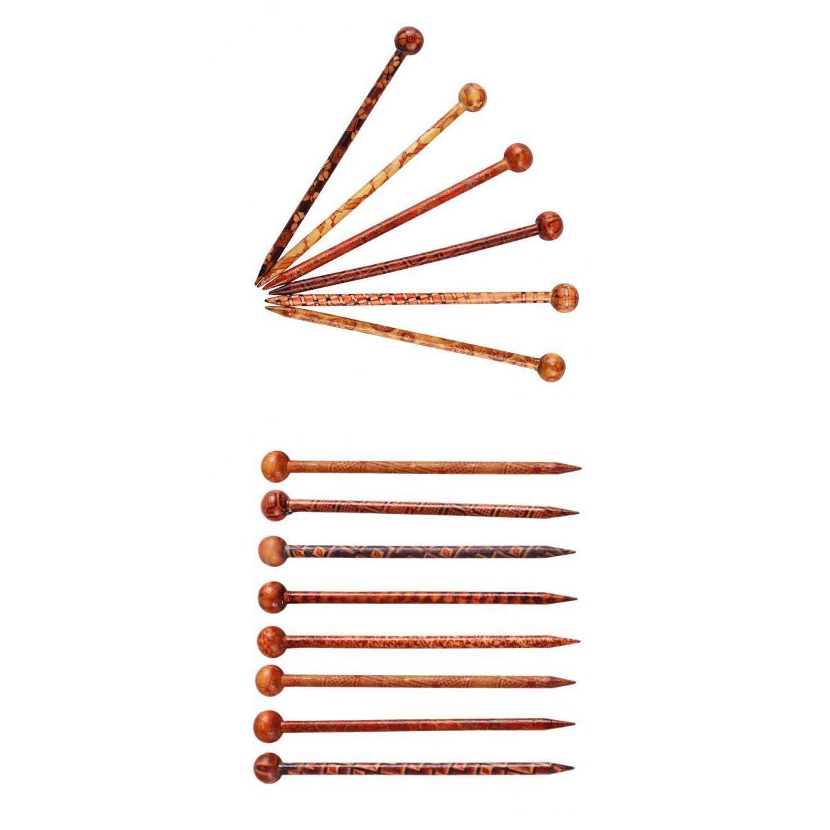 14 Pcs Retro Print Wooden Hairpin Needle Headdress Jewelry Accessories 13 cm