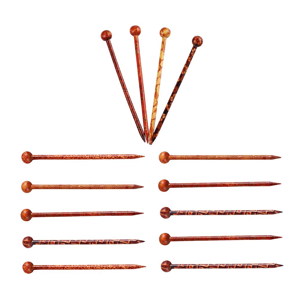 14 Pieces Retro Wooden Hairpin Woman Hair Stick Headdress Jewelry Craft 13cm