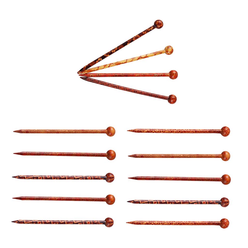 14 Pieces Retro Wooden Hairpin Woman Hair Stick Headdress Jewelry Craft 13cm