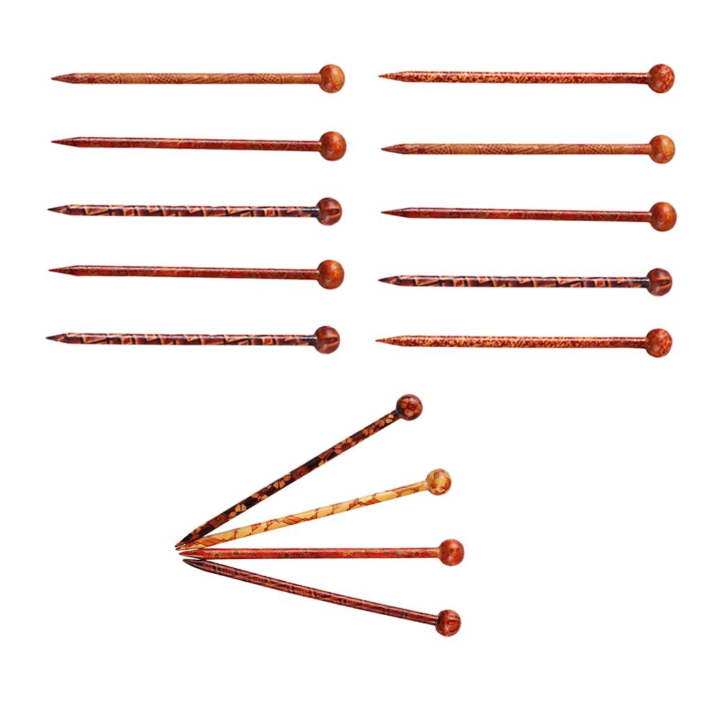 14 Pieces Retro Wooden Hairpin Woman Hair Stick Headdress Jewelry Craft 13cm