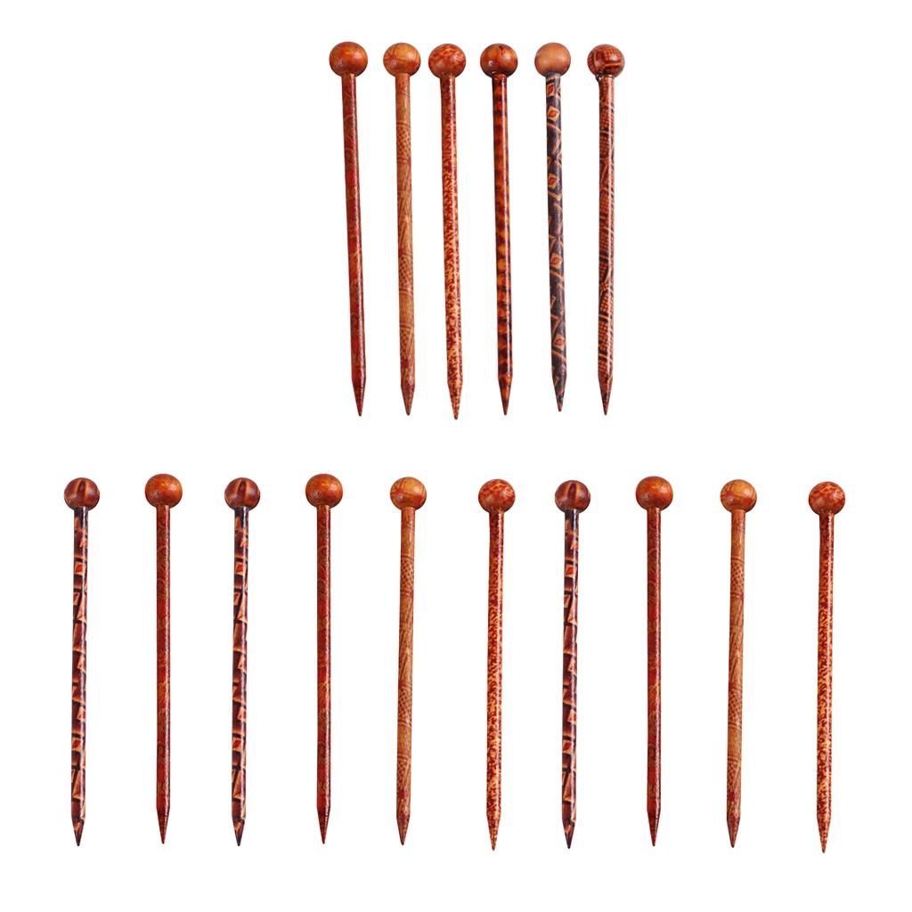 16 Pieces Retro Wooden Hairpin Woman Hair Stick Headdress Jewelry Craft 13cm