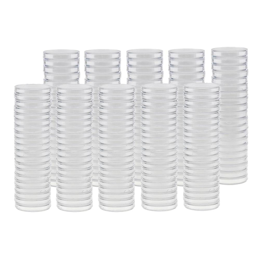 200pcs Round Plastic Coin Capsules Container Storage Holder Case 30/38mm