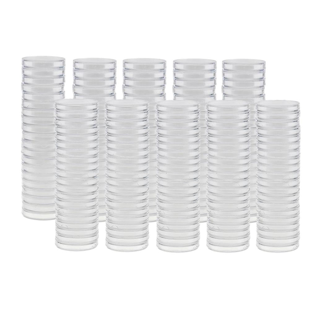 200pcs Round Plastic Coin Capsules Container Storage Holder Case 30/38mm