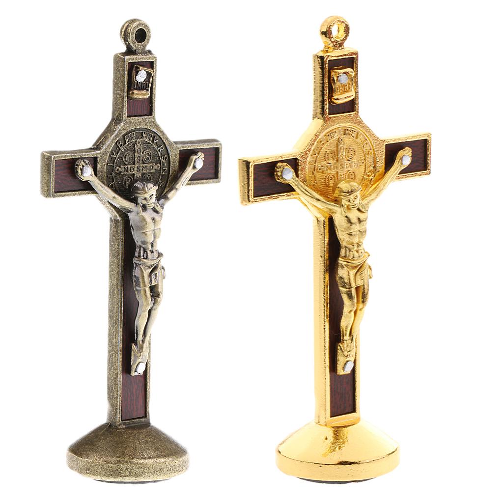2pcs Crucifix Jesus Christ Cross Statue Figurine Car Home Chapel Decoration