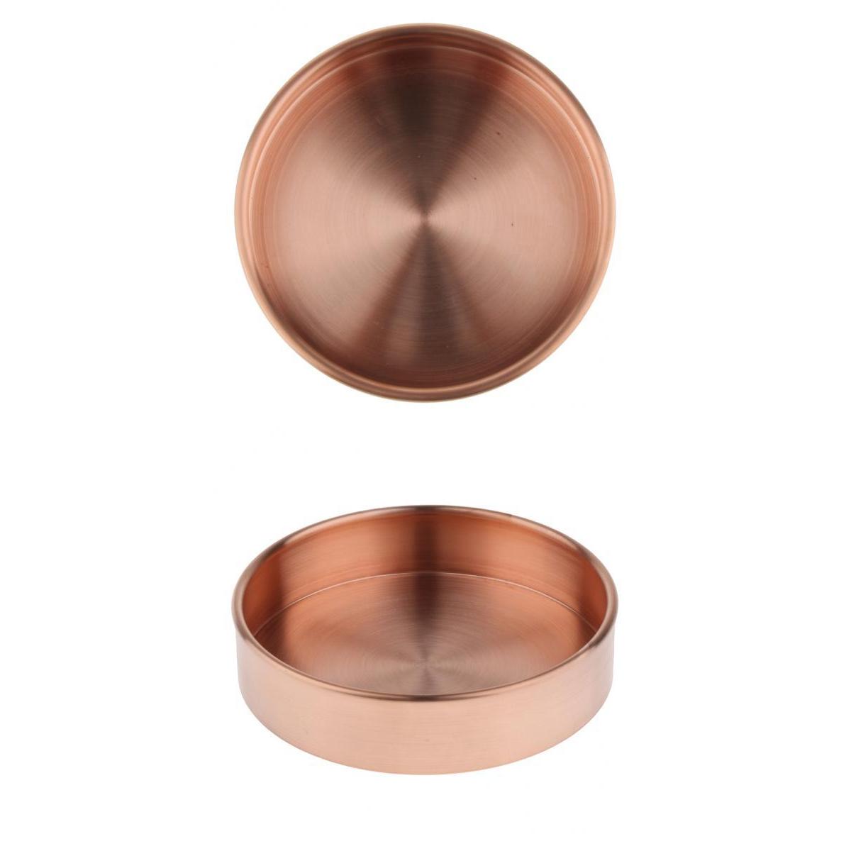 2Pcs Round Copper Desktop Storage Tray Plate Organizer Photo Props 10cm&14cm
