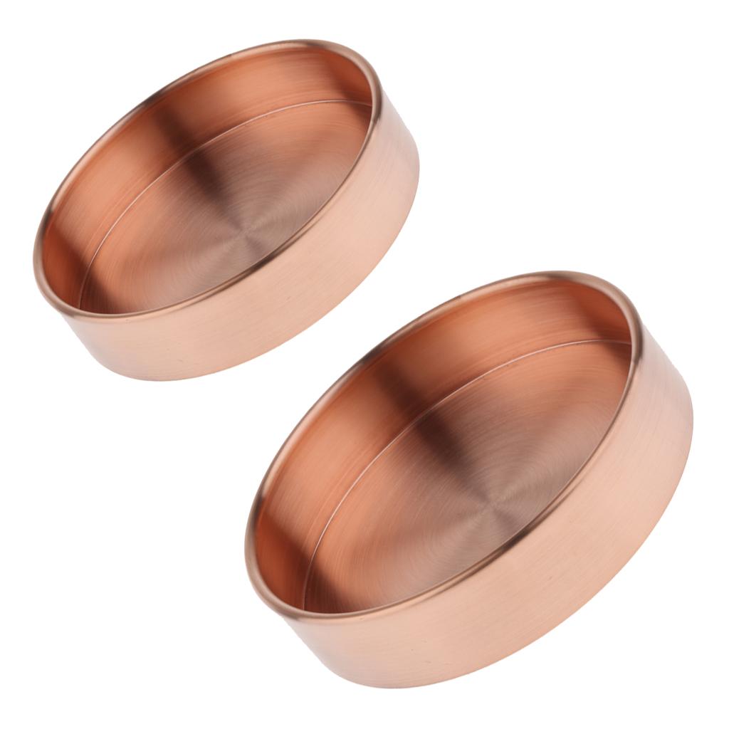 2Pcs Round Copper Desktop Storage Tray Plate Organizer Photo Props 10cm&14cm
