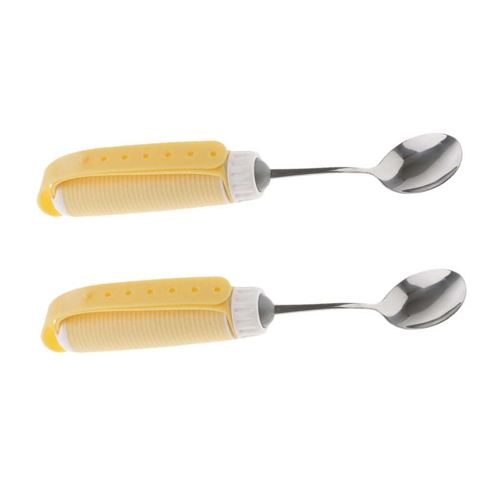 2 Piece Rotating Utensil Eating Aids Spoon Non-Slip for the Elder Disability