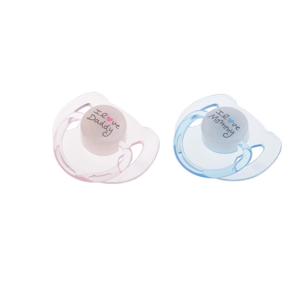 2pcs Cute Dummy Magnetic Pacifier for Reborn Baby Supplies Pink & Blue