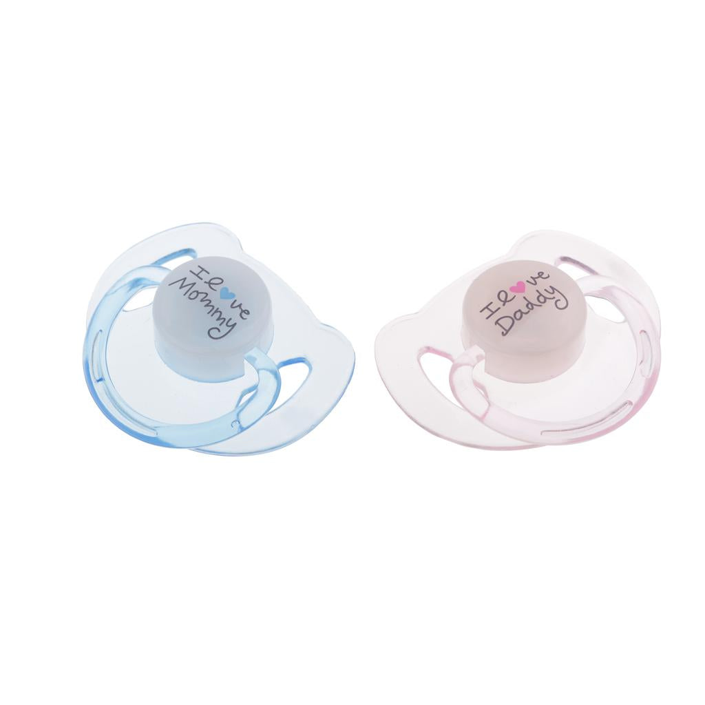 2pcs Cute Dummy Magnetic Pacifier for Reborn Baby Supplies Pink & Blue