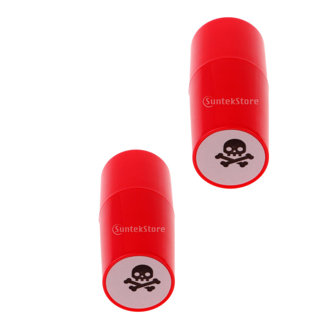 2pcs Colorfast Quick-dry Golf Ball Stamper Marker Impression Seal Skull