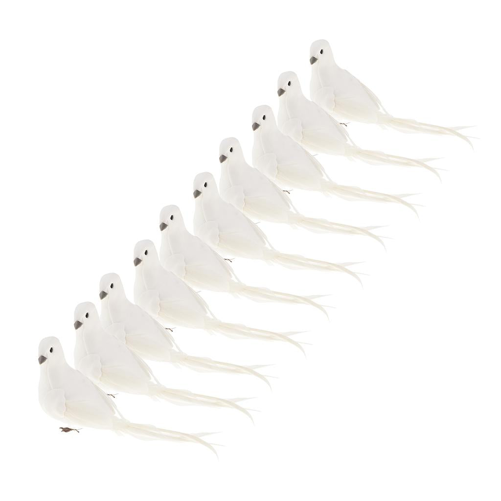 10Pcs Artificial Feather Foam Doves Birds Wedding Decor Venue Ornament