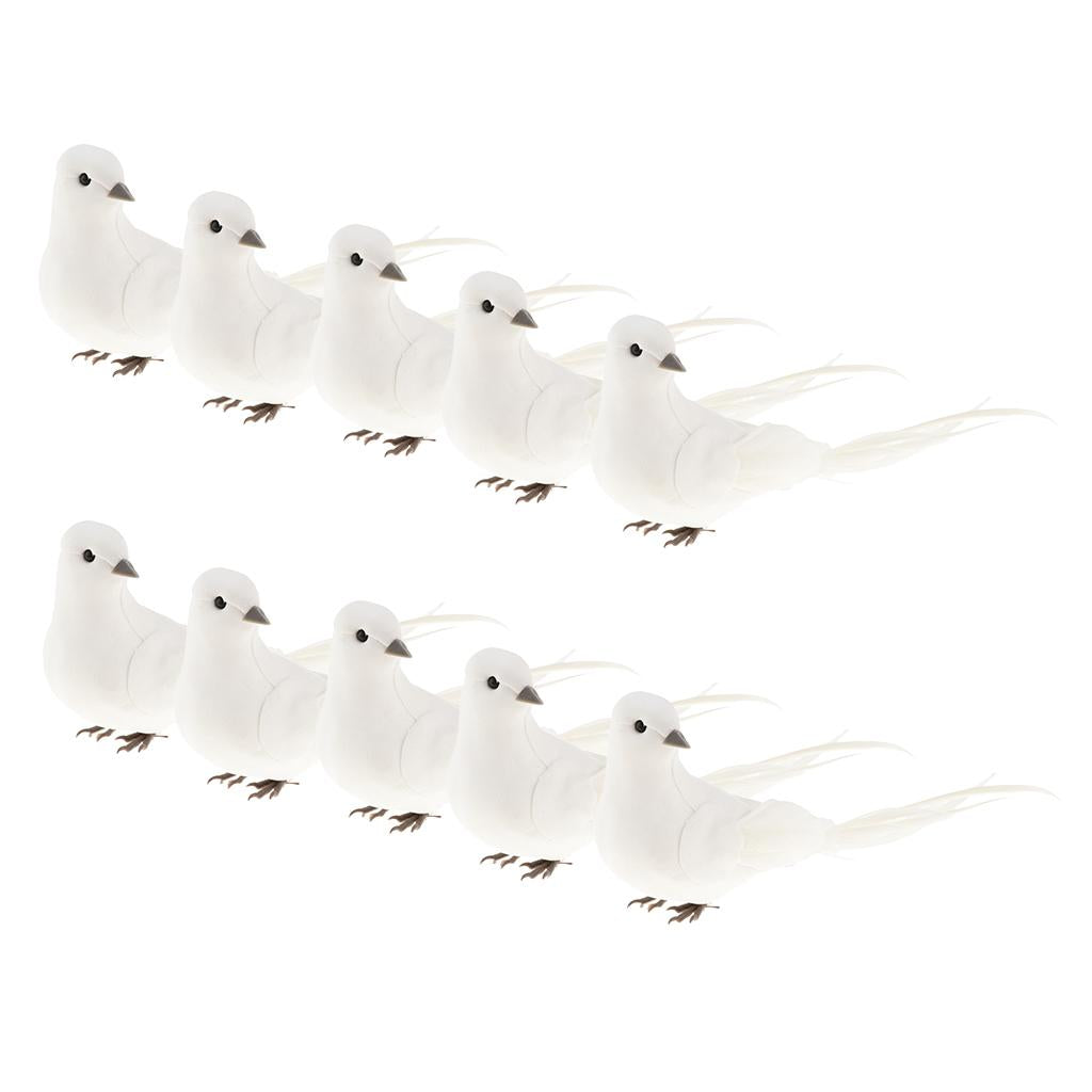 10Pcs Artificial Feather Foam Doves Birds Wedding Decor Venue Ornament