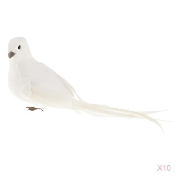 10Pcs Artificial Feather Foam Doves Birds Wedding Decor Venue Ornament