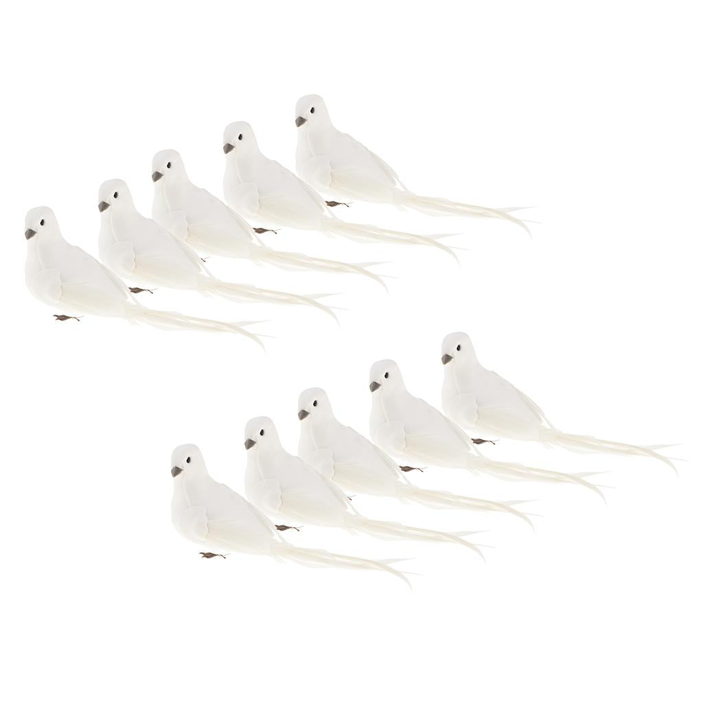 10Pcs Artificial Feather Foam Doves Birds Wedding Decor Venue Ornament